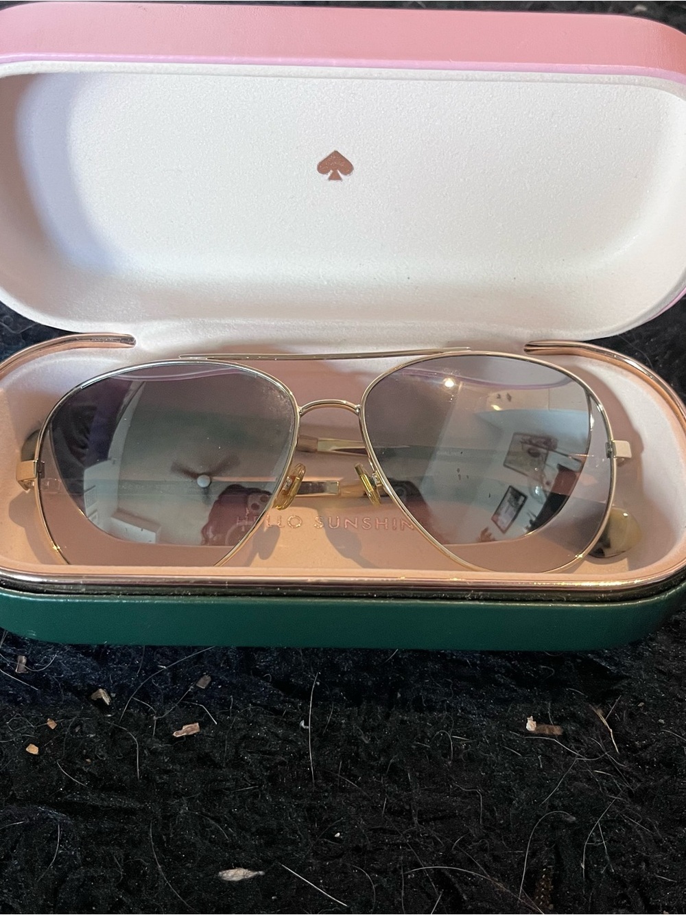 Kate Spade Pink and Gold Aviator Sunglasses with case